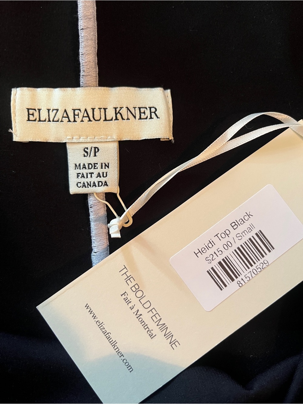 NWT “Eliza Faulkner” Heidi Black & White Off Shoulder Top - Picture 3 of 4